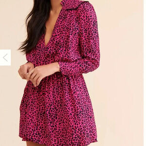 Zadig And Voltaire Reveal Mini Dress Leopard Animal Print Pink Black Size Small